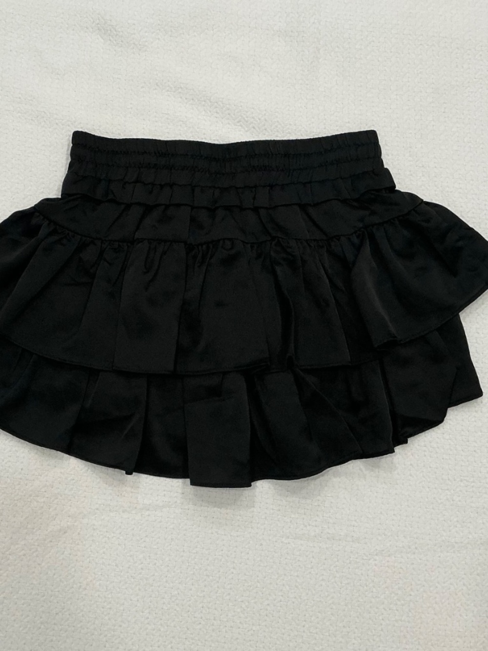 Day + Moon Women’s Black Satin Ruffled Tiered Mini Skirt - Small - worn once! - Picture 2 of 7